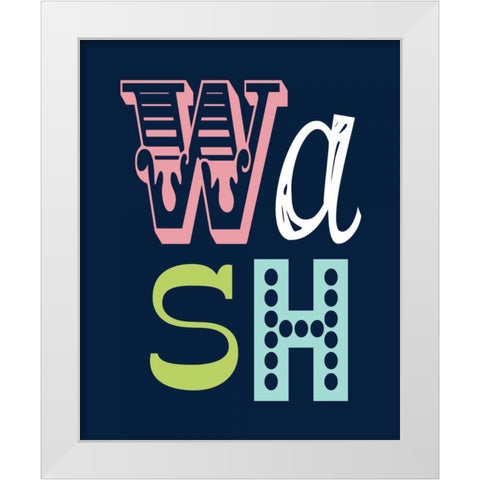 Wash on Navy White Modern Wood Framed Art Print by Robinson, Tamara