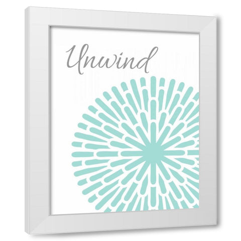 Unwind Aqua Grey Burst White Modern Wood Framed Art Print by Robinson, Tamara