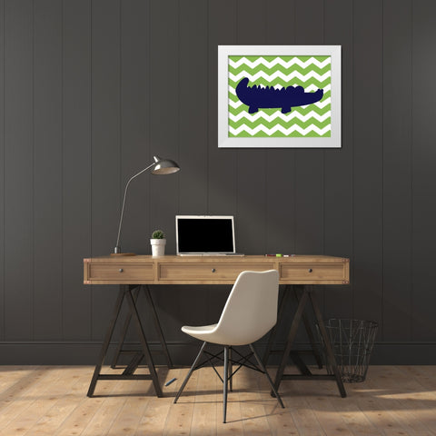 Chevron Alligator White Modern Wood Framed Art Print by Robinson, Tamara