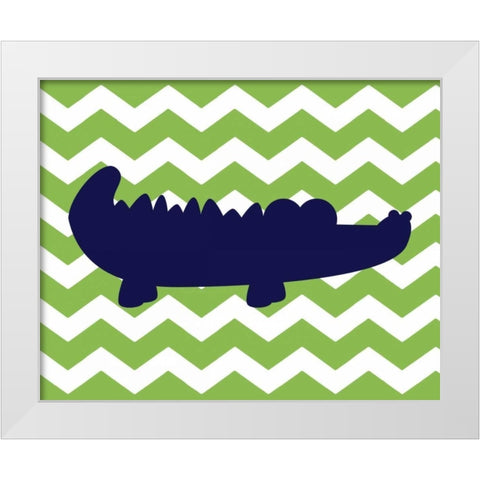 Chevron Alligator White Modern Wood Framed Art Print by Robinson, Tamara