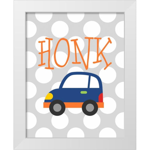 Car Honk White Modern Wood Framed Art Print by Robinson, Tamara