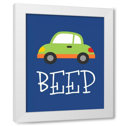 Car Beep White Modern Wood Framed Art Print by Robinson, Tamara