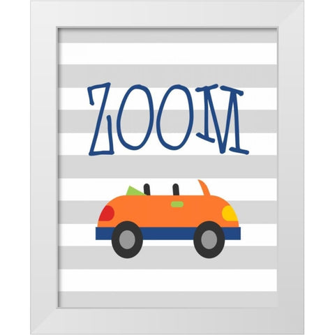 Car Zoom White Modern Wood Framed Art Print by Robinson, Tamara