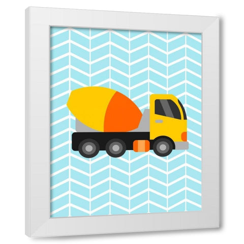 Construction Truck III White Modern Wood Framed Art Print by Robinson, Tamara