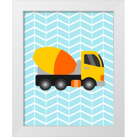 Construction Truck III White Modern Wood Framed Art Print by Robinson, Tamara
