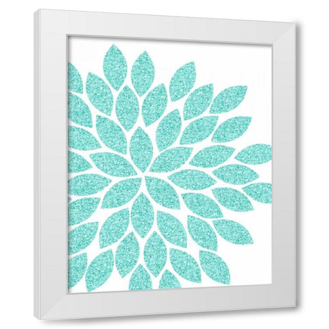 Silver Glitter Flower II White Modern Wood Framed Art Print by Robinson, Tamara