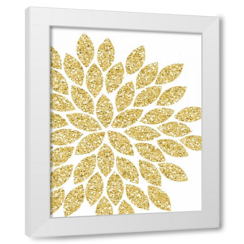 Gold Glitter Flower White Modern Wood Framed Art Print by Robinson, Tamara