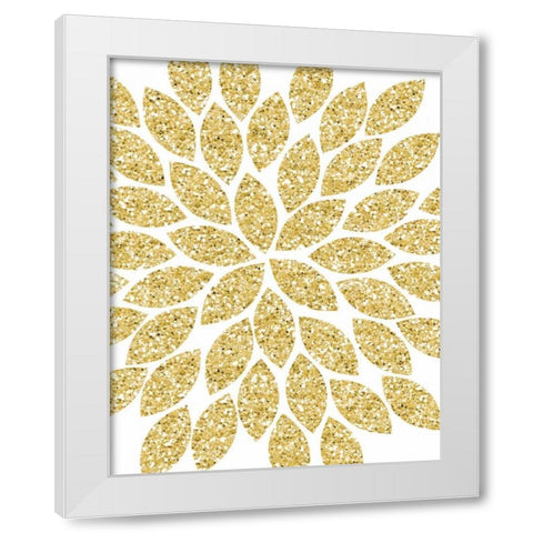 Gold Glitter Flower White Modern Wood Framed Art Print by Robinson, Tamara
