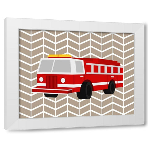 Fire Truck White Modern Wood Framed Art Print by Robinson, Tamara