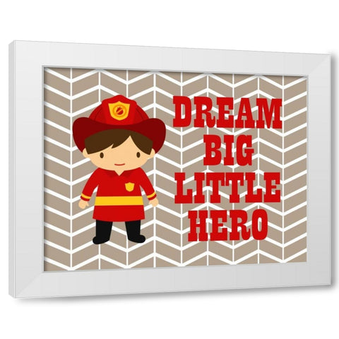 Dream Big Little Hero White Modern Wood Framed Art Print by Robinson, Tamara