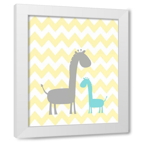 Chevron Giraffe White Modern Wood Framed Art Print by Robinson, Tamara