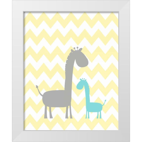 Chevron Giraffe White Modern Wood Framed Art Print by Robinson, Tamara