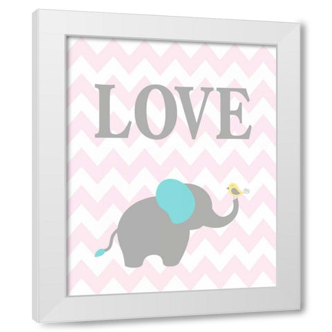 Chevron Elephant White Modern Wood Framed Art Print by Robinson, Tamara