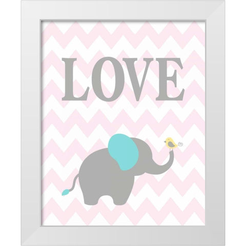 Chevron Elephant White Modern Wood Framed Art Print by Robinson, Tamara