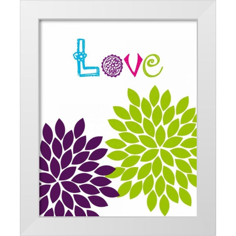 Love Flower White Modern Wood Framed Art Print by Robinson, Tamara