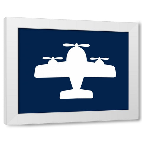 Airplane on Navy White Modern Wood Framed Art Print by Robinson, Tamara