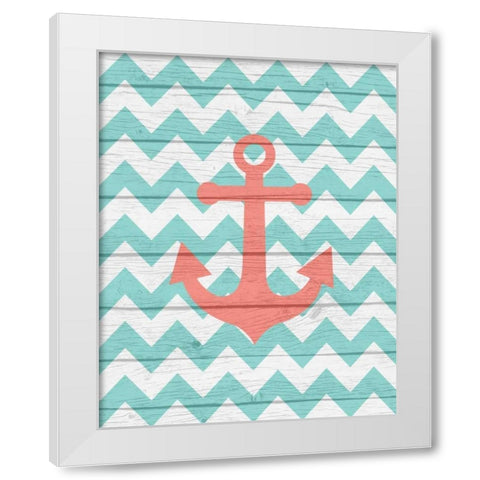 Nautical Anchor White Modern Wood Framed Art Print by Robinson, Tamara