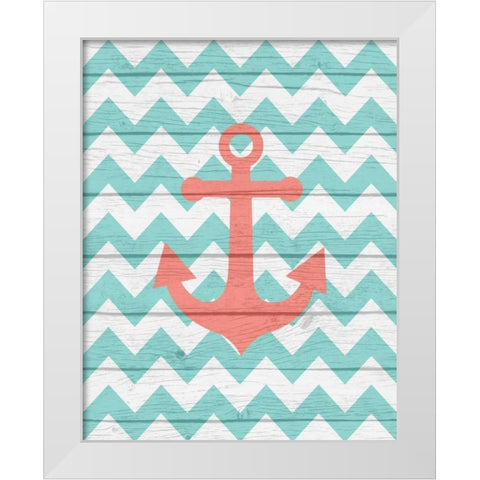 Nautical Anchor White Modern Wood Framed Art Print by Robinson, Tamara