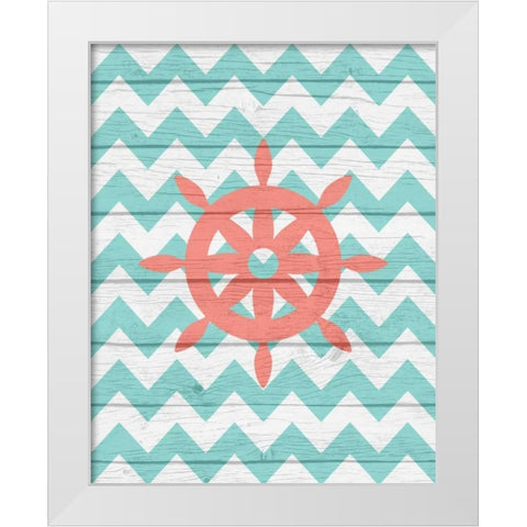 Nautical Wheel White Modern Wood Framed Art Print by Robinson, Tamara