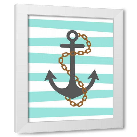 Pirate Anchor White Modern Wood Framed Art Print by Robinson, Tamara