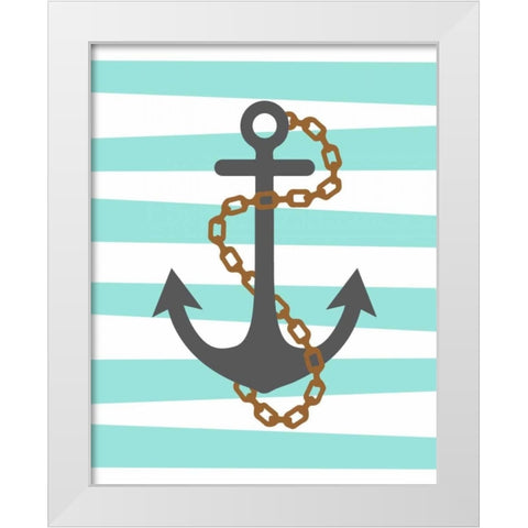 Pirate Anchor White Modern Wood Framed Art Print by Robinson, Tamara