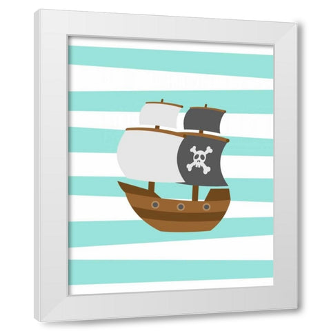 Pirate Boat White Modern Wood Framed Art Print by Robinson, Tamara