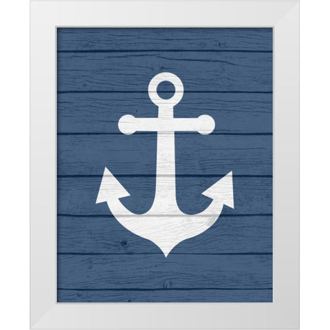 Nautical Anchor White Modern Wood Framed Art Print by Robinson, Tamara
