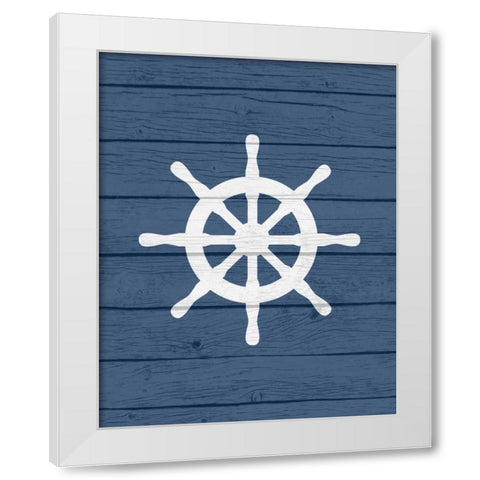 Nautical Wheel White Modern Wood Framed Art Print by Robinson, Tamara