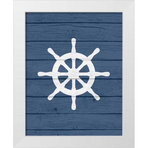 Nautical Wheel White Modern Wood Framed Art Print by Robinson, Tamara