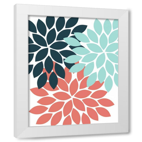 Trio Flower Burst White Modern Wood Framed Art Print by Robinson, Tamara