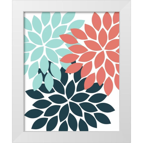Trio Flower Burst II White Modern Wood Framed Art Print by Robinson, Tamara