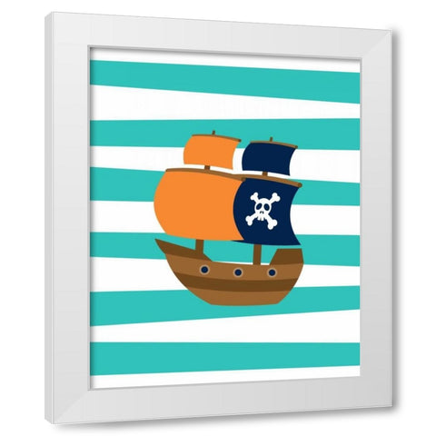 Pirate Boat II White Modern Wood Framed Art Print by Robinson, Tamara