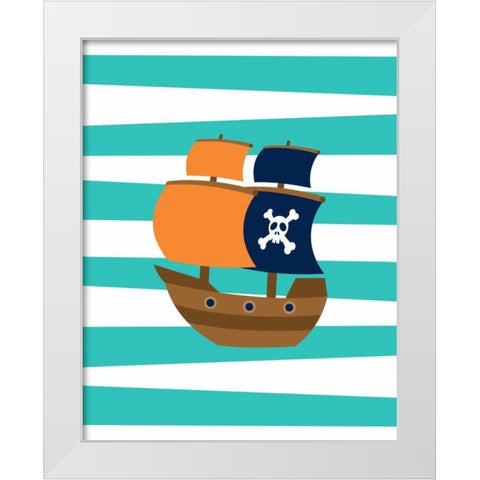 Pirate Boat II White Modern Wood Framed Art Print by Robinson, Tamara