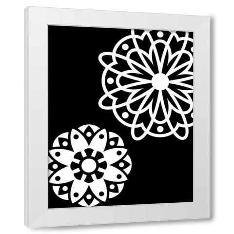 Black and White Mandala White Modern Wood Framed Art Print by Robinson, Tamara