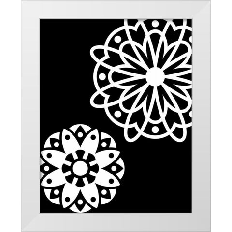 Black and White Mandala White Modern Wood Framed Art Print by Robinson, Tamara