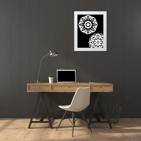 Black and White Mandala II White Modern Wood Framed Art Print by Robinson, Tamara