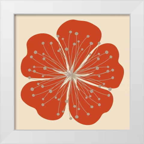 Flower Outline I White Modern Wood Framed Art Print by Robinson, Tamara