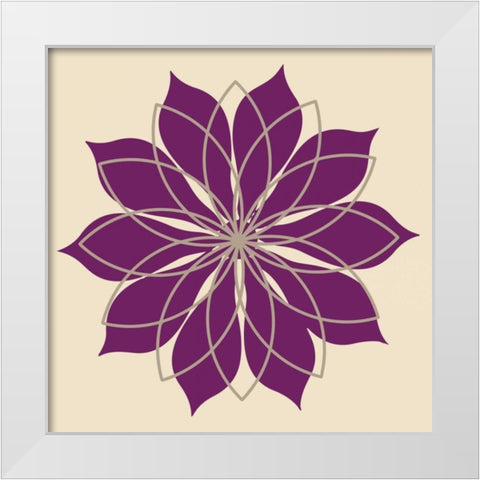 Flower Outline III White Modern Wood Framed Art Print by Robinson, Tamara