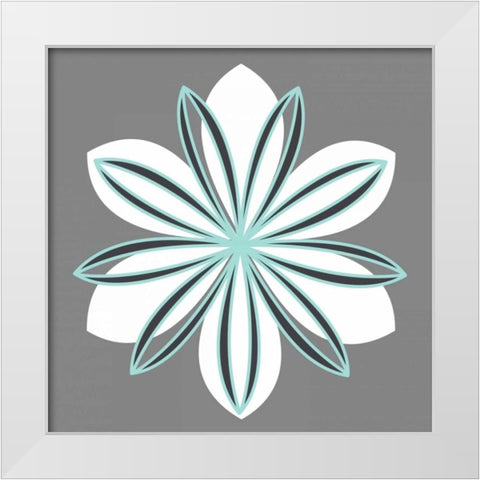 Flower Outline 1B White Modern Wood Framed Art Print by Robinson, Tamara