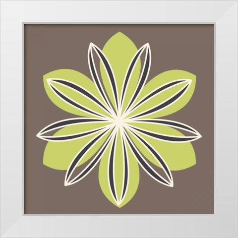 Flower Outline 1C White Modern Wood Framed Art Print by Robinson, Tamara