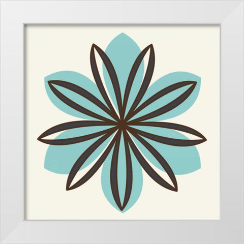 Flower Outline 1D White Modern Wood Framed Art Print by Robinson, Tamara