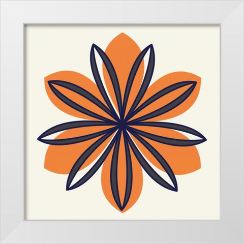 Flower Outline 1E White Modern Wood Framed Art Print by Robinson, Tamara