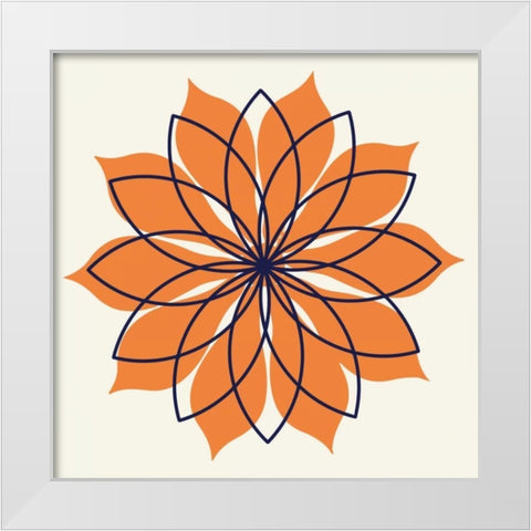 Flower Outline 3E White Modern Wood Framed Art Print by Robinson, Tamara