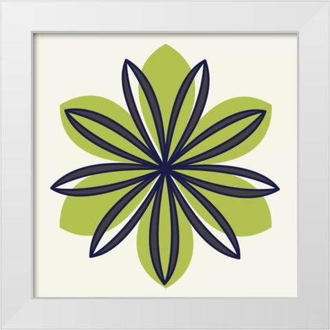 Flower Outline 1F White Modern Wood Framed Art Print by Robinson, Tamara