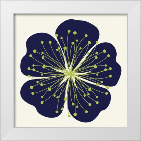 Flower Outline 2F White Modern Wood Framed Art Print by Robinson, Tamara