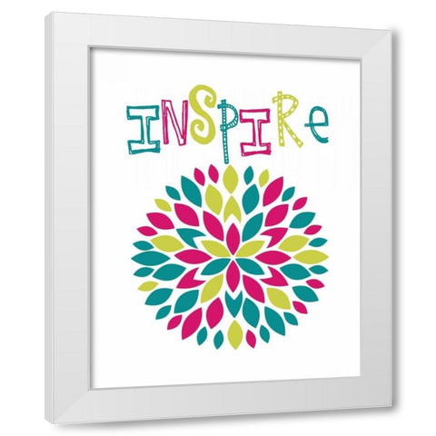 Inspire Flower Burst White Modern Wood Framed Art Print by Robinson, Tamara