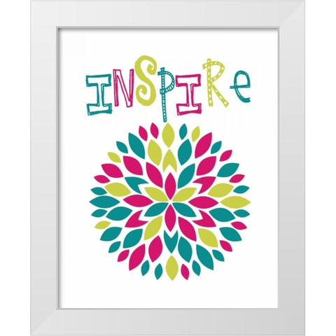 Inspire Flower Burst White Modern Wood Framed Art Print by Robinson, Tamara