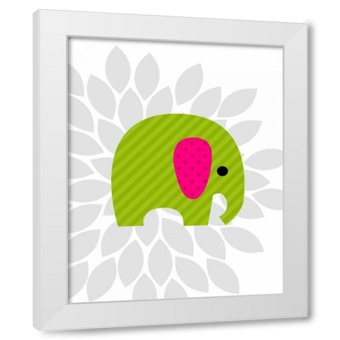 Elephant Flower I White Modern Wood Framed Art Print by Robinson, Tamara