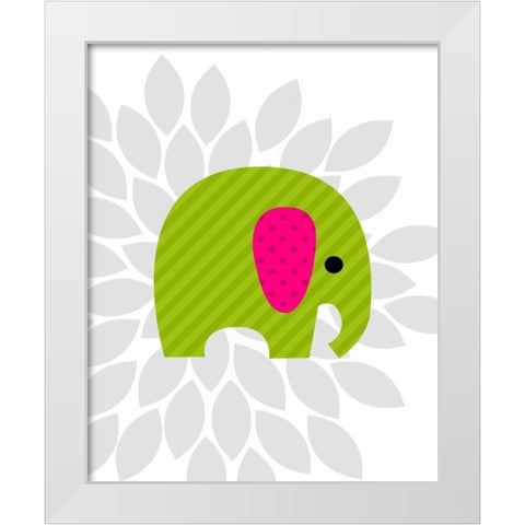 Elephant Flower I White Modern Wood Framed Art Print by Robinson, Tamara