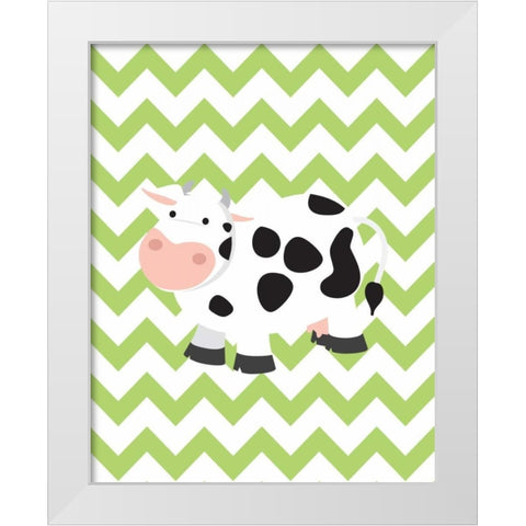 Chevron Cow White Modern Wood Framed Art Print by Robinson, Tamara